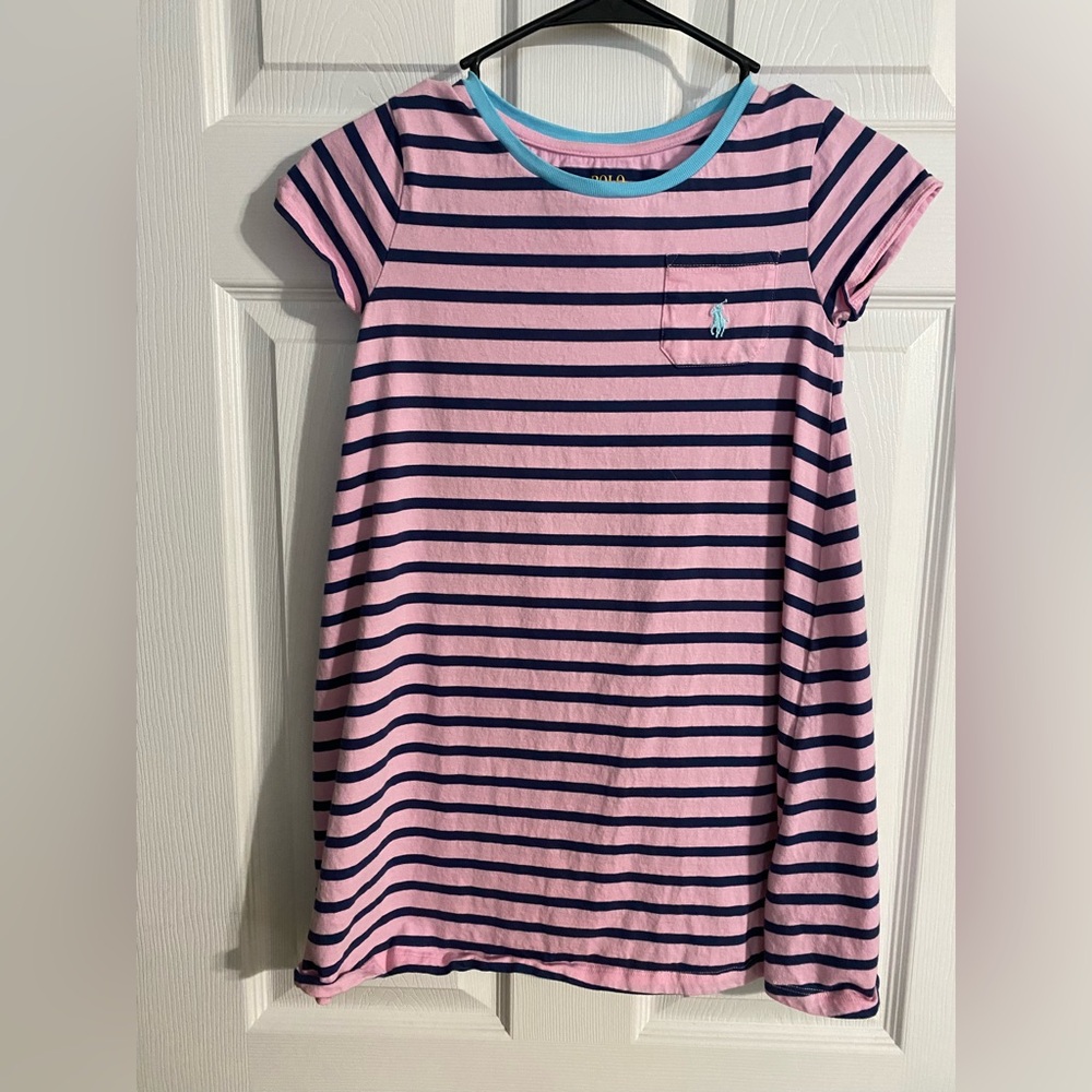 Girls Polo Ralph’s Lauren pink and navy dress size 10